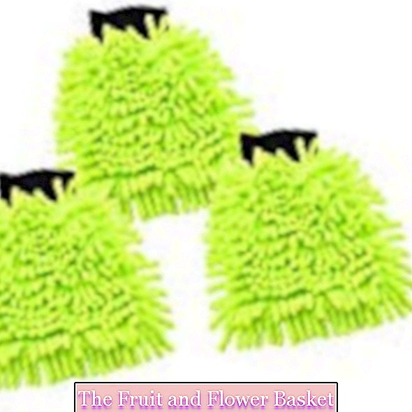 Gant de nettoyage et lavage com-four® 3X Set chenille en vert fluo, microfibre, 22 x 16 cm (003 pièces -?